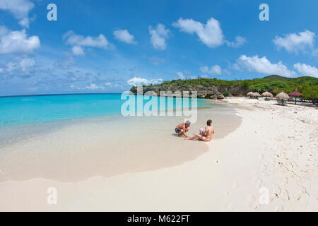 Tourists at popular beach 'Grote Knip', Curacao, Netherlands Antilles, Caribbean, Caribbean sea Stock Photo