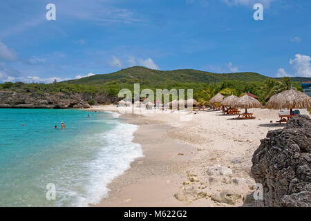Tourists at popular beach 'Grote Knip', Curacao, Netherlands Antilles, Caribbean, Caribbean sea Stock Photo