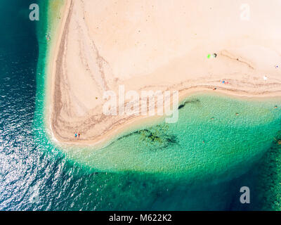 Hidden beach in Lefkada Island Greece top down aerial view Stock Photo