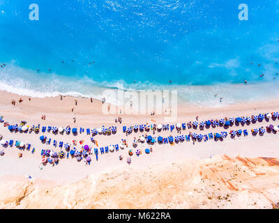 Aerial panorama of Porto Katsiki Beach one of the main tourist attraction in Lefkada Island Greece Stock Photo