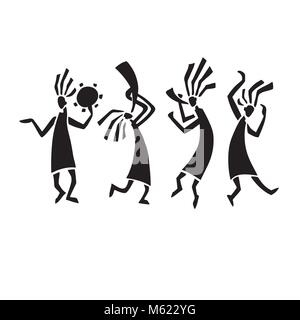 Silhouette of musicians and dancers Stock Vector