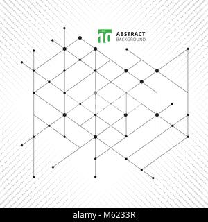 Abstract modern structure geometric pattern lines black technology texture halftone background. Triangles and circles in nodes. Elements for business  Stock Vector