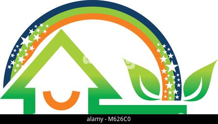 Home Rainbow Leaf Stock Vector