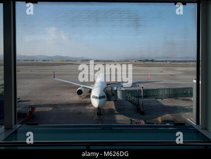Looking out to airside at Barcelona airport
