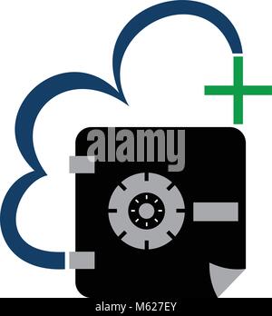 Digital Document Cloud Secure Vault Stock Vector