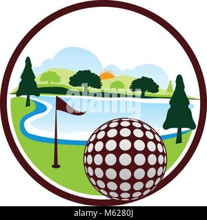 Golf Landscape Logo Design Template Vector Stock Vector