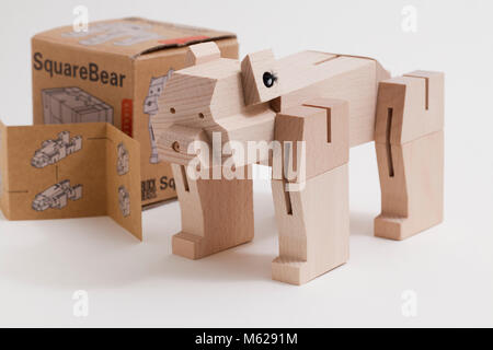 Square Bear wooden block puzzle - USA Stock Photo