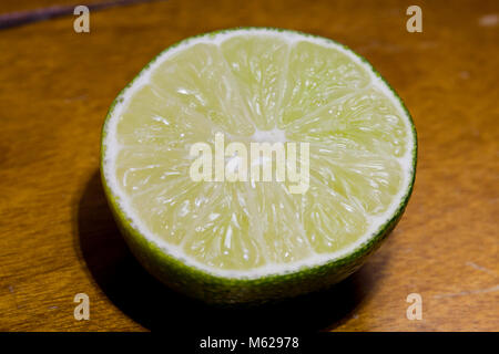 Closeup of lime sliced in half Stock Photo