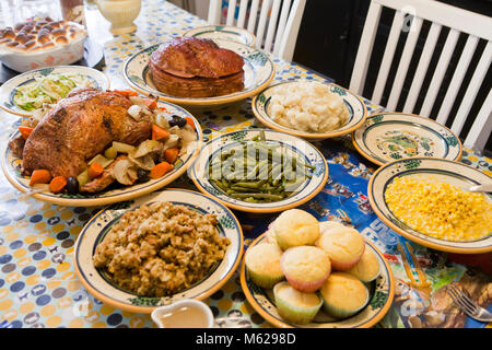 Thanksgiving dinner table setting - USA Stock Photo