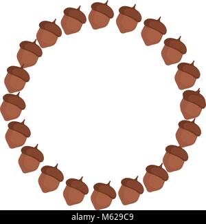 colorful round frame acorn over white background  vector illustration Stock Vector