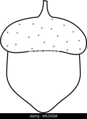 flat line uncolored  acorn over white background  vector illustration Stock Vector