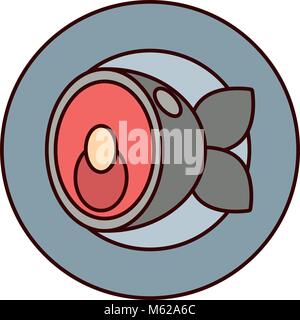 palte with fish vector illustration Stock Vector