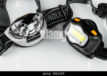 two head led lamps on white background Stock Photo