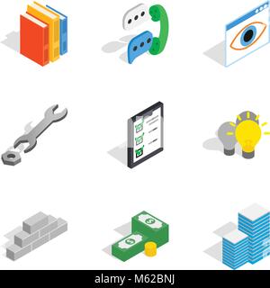 Business staff icons set, isometric style Stock Vector