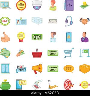 Big warehouse icons set, cartoon style Stock Vector