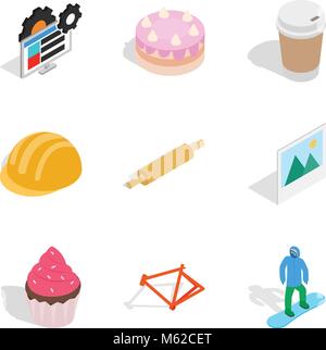 Set of materials icons set, isometric style Stock Vector