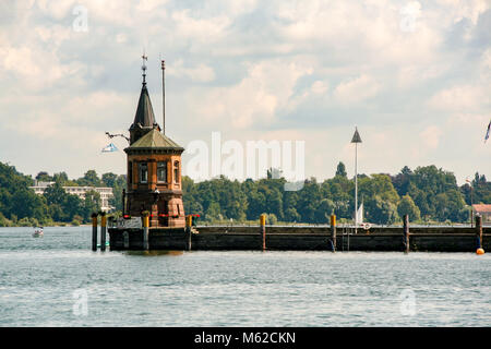 At Konstanz - Germany - On 08/04/2016 - the town of Konstanz on Constance lake: the lighthouse, Imperia statue  and port; Bodensee, Germany Stock Photo