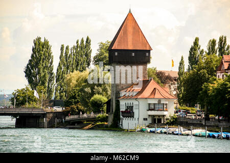 At Konstanz - Germany - On 08/04/2016 - the old town of Konstanz and its Rheintorturm, a section of the former city wall of Konstanz at Lake Constance Stock Photo