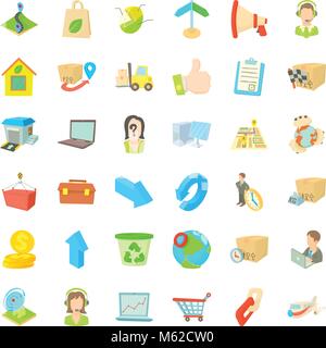 Bundle icons set, cartoon style Stock Vector