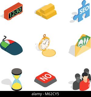 Transaction icons set, isometric style Stock Vector