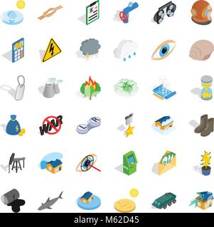Human intervention icons set, isometric style Stock Vector