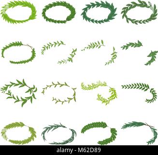 Laurel wreath icons set, isometric style Stock Vector