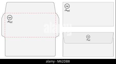 Envelope die cut mock up template vector Stock Vector