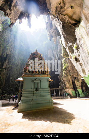 Batu Caves, Malaysia, December 15 2017: Temple in the middle of a cavern at Batu Caves Temple complex in Kuala Lumpur, Malaysia Stock Photo