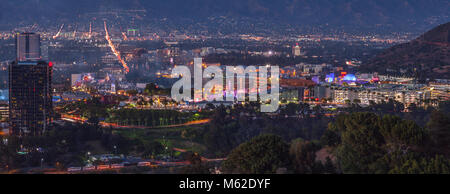 Panoramic View of Studio City and Universal Studios, San Fernando Valley, Los Angeles, USA Stock Photo