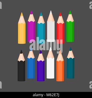 Collection of stylized pencil icons. Isolated illustration Stock Vector