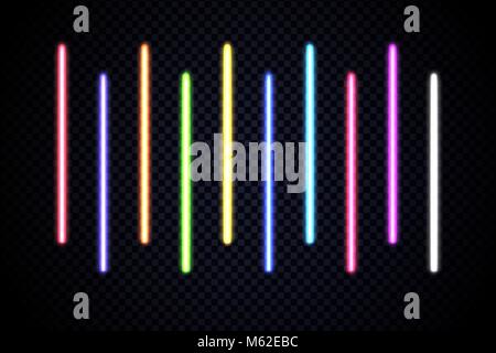 Colorful set of vivid laser rays. Vector illustration Stock Vector