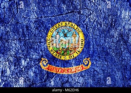 Grudge stone painted US state Idaho flag Stock Photo