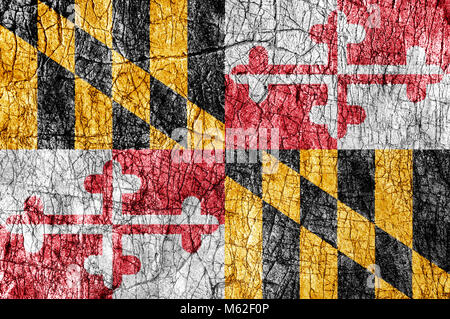 Grudge stone painted US state Maryland flag Stock Photo