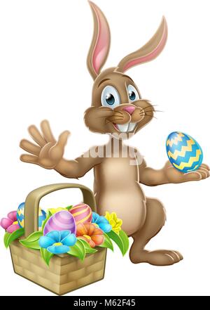 Easter Bunny Rabbit Egg Hunt Cartoon Stock Vector