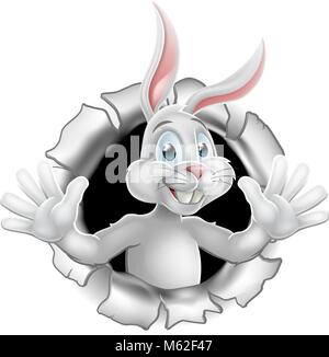 Easter Bunny Tearing Through Background Stock Vector