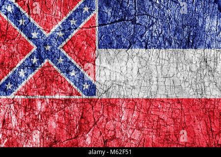Grudge stone painted US state Mississippi flag Stock Photo