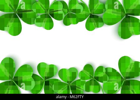 Clovers of shamrocks isolated on white background. Happy St. Patricks Day. Festive template for your design. Vector illustration. EPS 10 Stock Vector