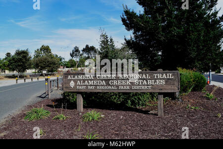 Alameda Creek Regional Trail, Alameda Creek Stables, entrance sign, California Stock Photo