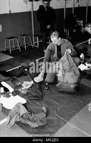 Young Conscripts for National Service arrive at Sathonay-Camp 99th Infantry Regiment barracks, France Stock Photo