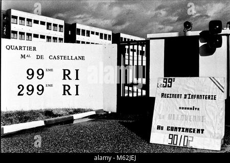 Young Conscripts for National Service arrive at Sathonay-Camp 99th Infantry Regiment barracks, France Stock Photo