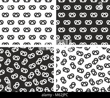 Pretzel Seamless Pattern Set Stock Vector