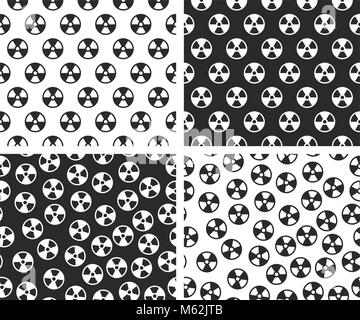 Radioactive Symbol Seamless Pattern Set Stock Vector