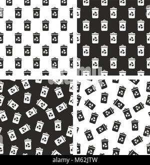 Recycling Trash Can Seamless Pattern Set Stock Vector
