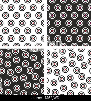 Red Bullseye Target Seamless Pattern Set Stock Vector