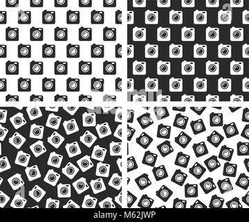 Retro Camera Seamless Pattern Set Stock Vector