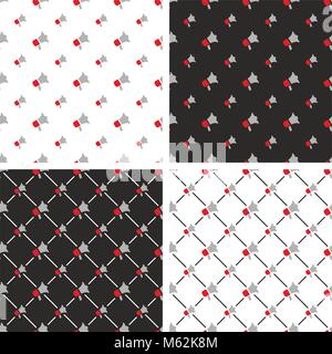 Megaphone Seamless Pattern Set Stock Vector