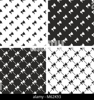Megaphone Seamless Pattern Set Stock Vector