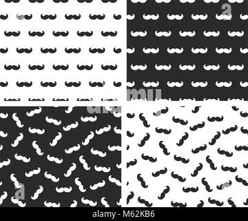 Moustache Seamless Pattern Set Stock Vector