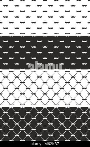 Moustache Seamless Pattern Set Stock Vector