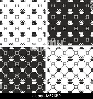 Movie Camera Seamless Pattern Set Stock Vector